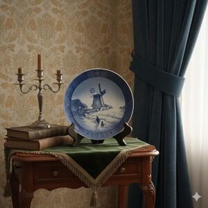 Vintage 1963 Royal Copenhagen Collectible Christmas Plate "The Windmill"